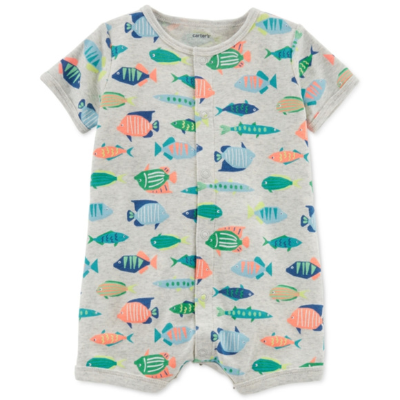 Carters Baby Boy Clothes Romper Fish Sunsuit - Picture 1 of 1